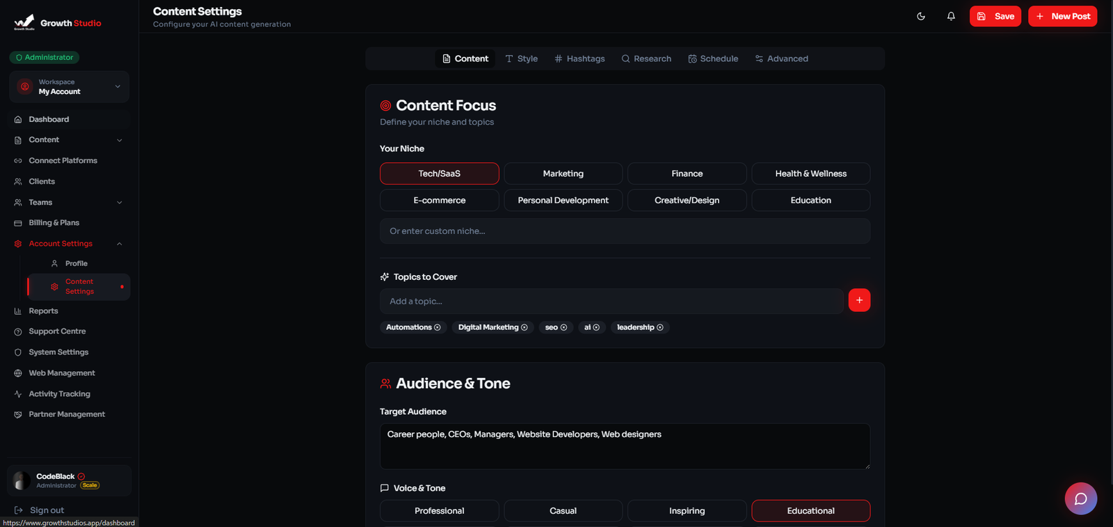 Growth Studio screenshot